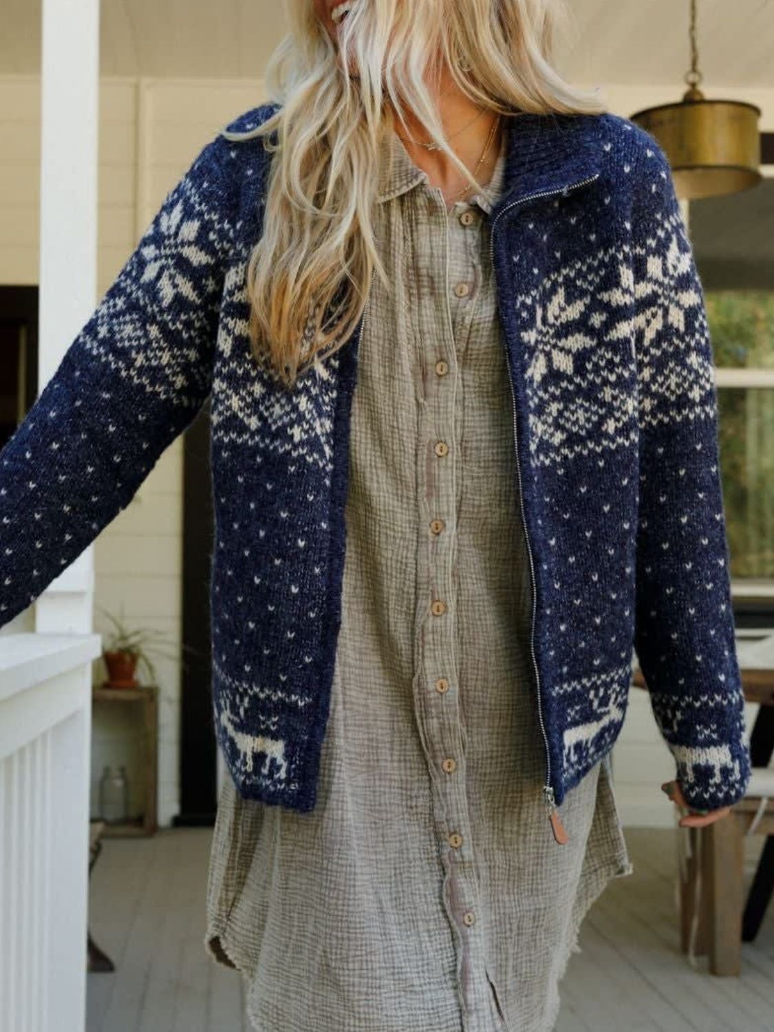 Zip Up Long Sleeve Cardigan-Angel Casuals