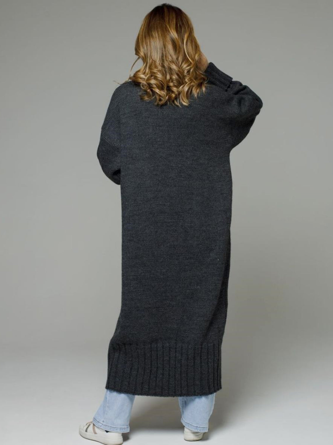 Pocketed Open Front Dropped Shoulder Cardigan-Angel Casuals