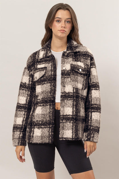 HYFVE Plaid Button Up Boucle Jacket-Angel Casuals