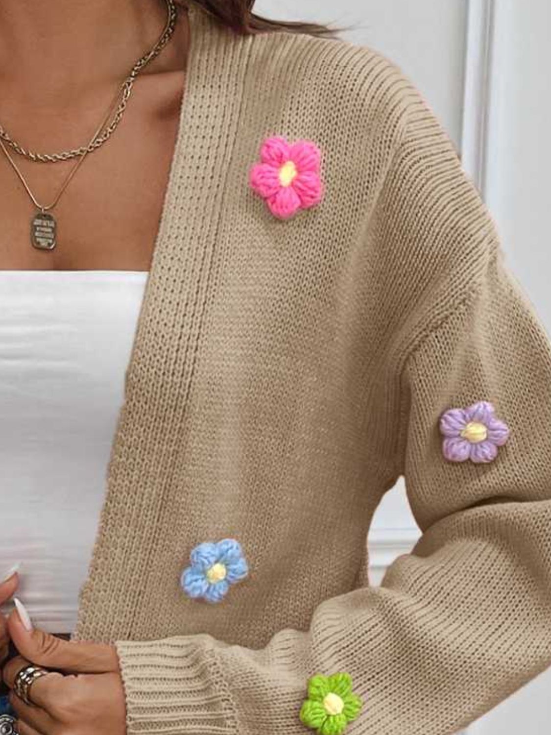 Floral Long Sleeve Open Front Cardigan-Angel Casuals