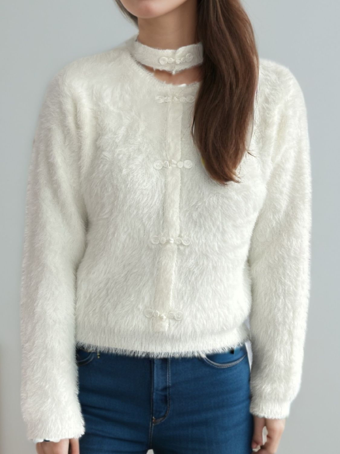 Cutout Knot Button Long Sleeve Cardigan-Angel Casuals