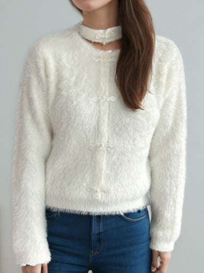 Cutout Knot Button Long Sleeve Cardigan-Angel Casuals