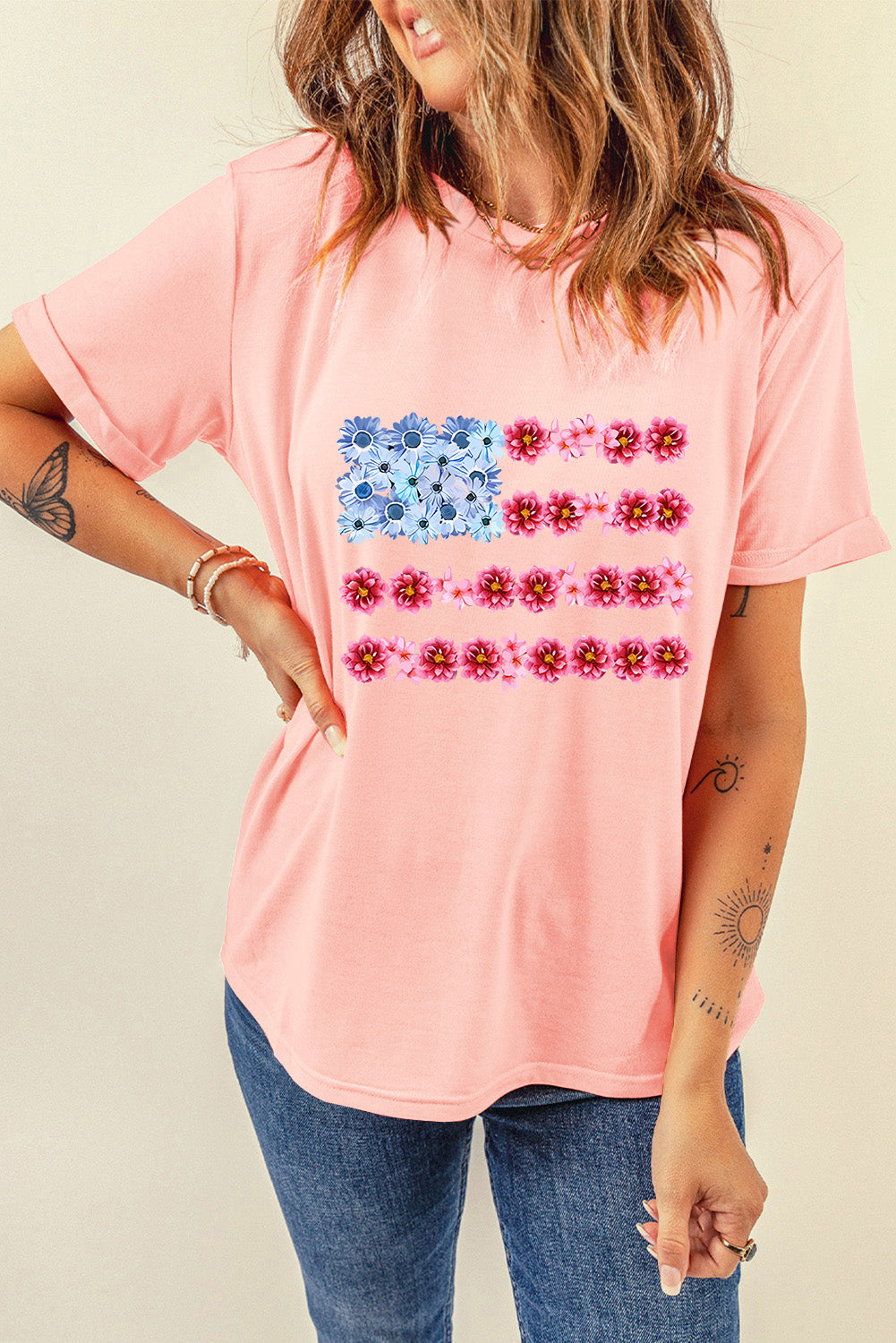Graphic Round Neck Short Sleeve T-Shirt-Angel Casuals