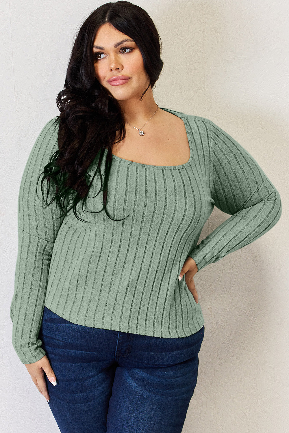 Basic Bae Full Size Ribbed Long Sleeve T-Shirt-Angel Casuals