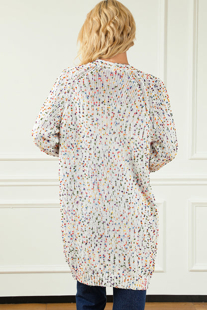 Heathered Open Front Long Sleeve Cardigan-Angel Casuals