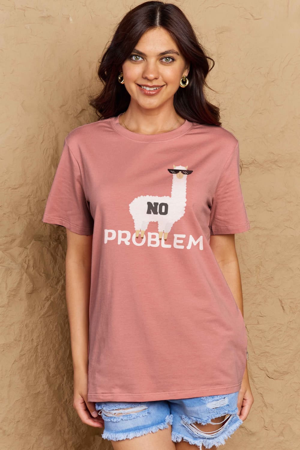 Simply Love Full Size NO PROBLEM Graphic Cotton Tee-Angel Casuals