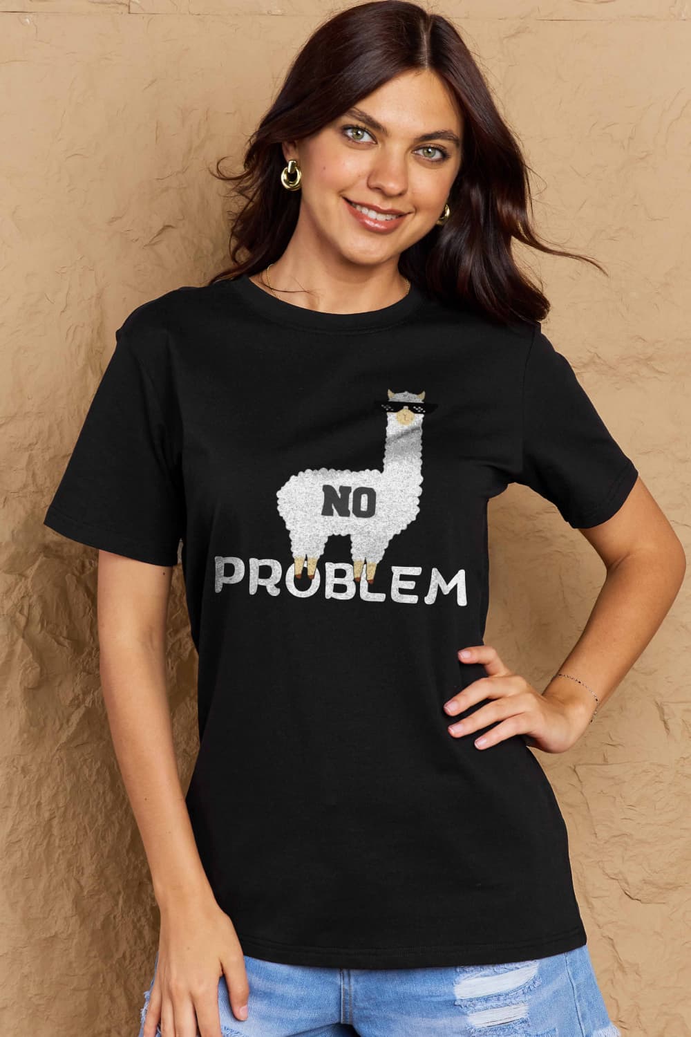 Simply Love Full Size NO PROBLEM Graphic Cotton Tee-Angel Casuals