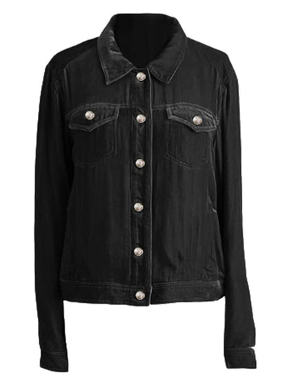Button Up Long Sleeve Jacket with Chest Pockets-Angel Casuals