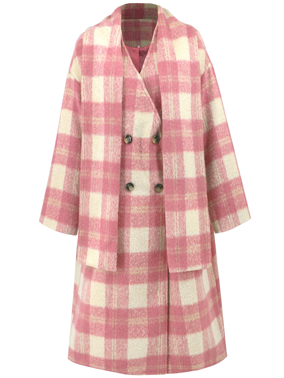 Plaid Button Up Long Sleeve Coat-Angel Casuals