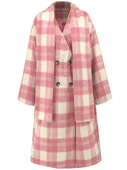 Plaid Button Up Long Sleeve Coat-Angel Casuals