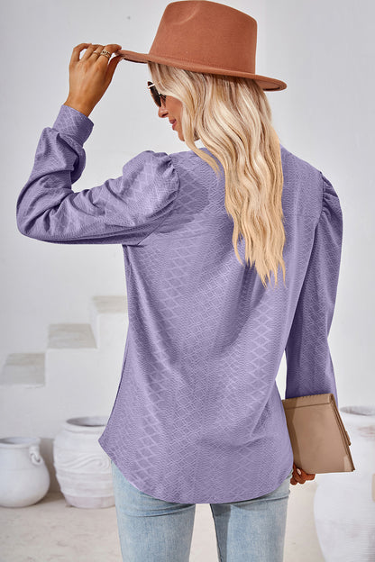 Ruched Notched Long Sleeve T-Shirt-Angel Casuals