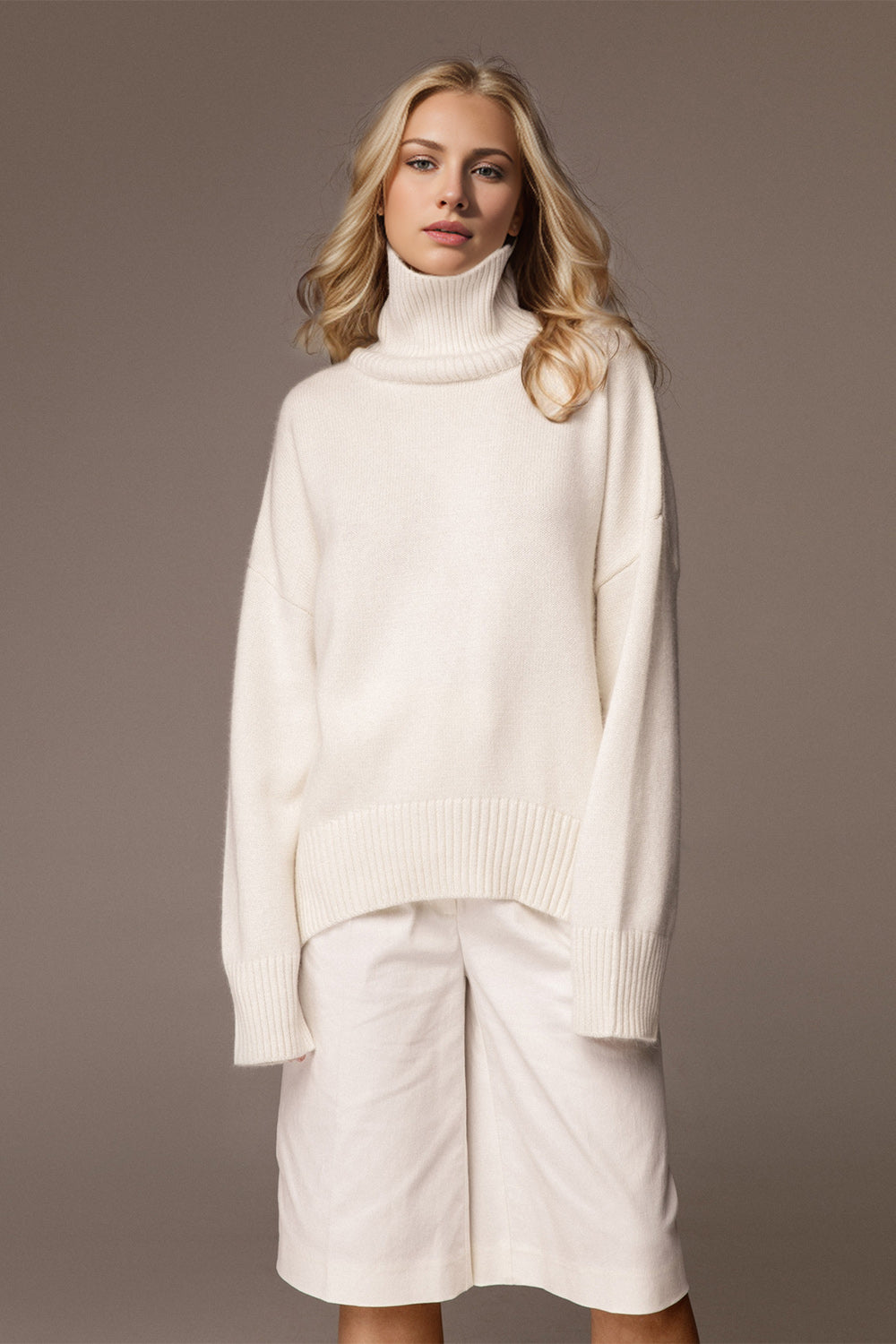 Basic Bae Turtleneck Dropped Shoulder Long Sleeve Sweater-Angel Casuals