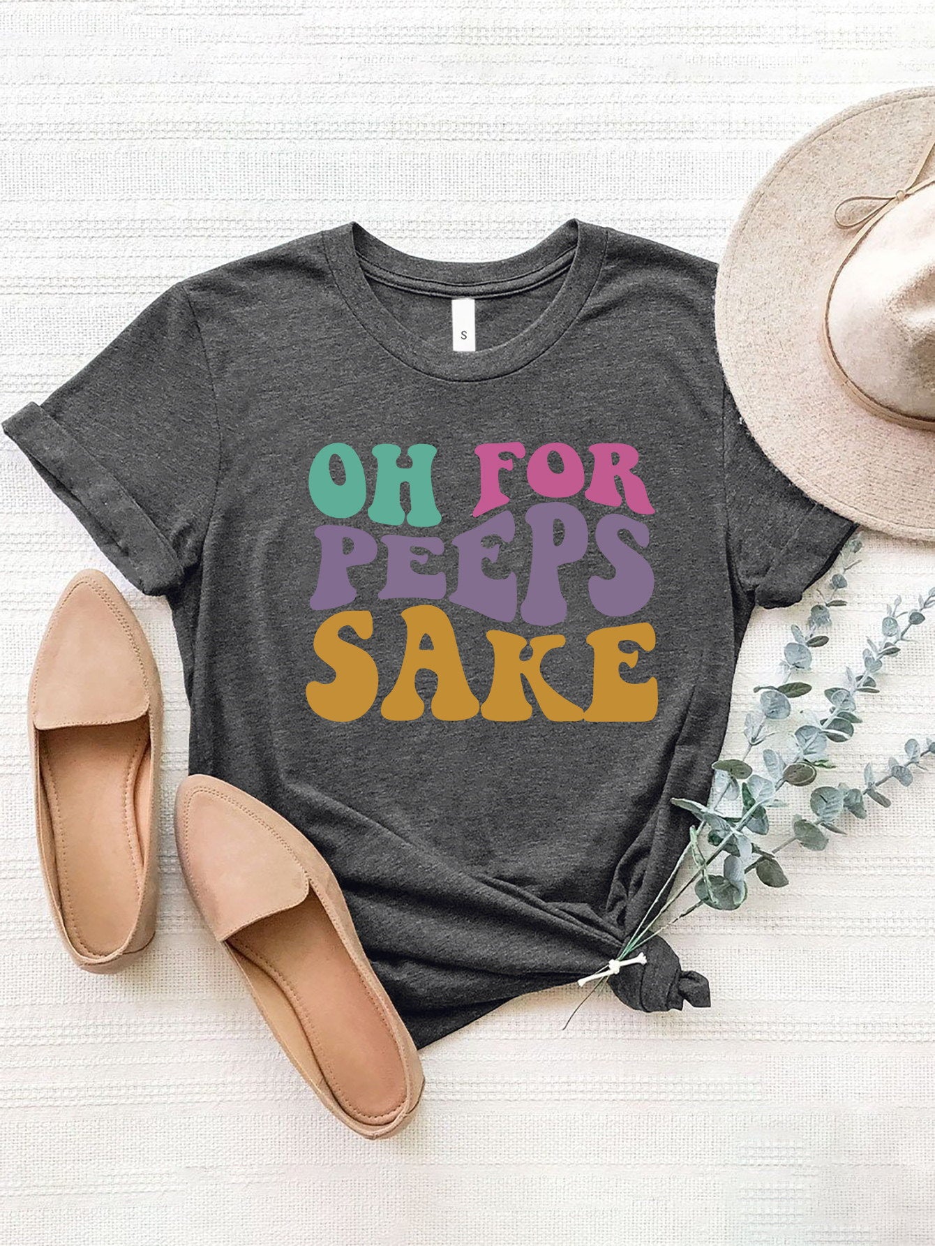 OH FOR PEEPS SAKE Round Neck T-Shirt-Angel Casuals