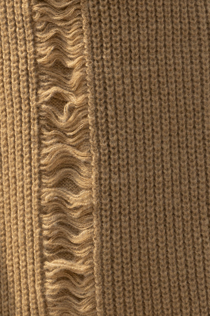 Fringe Trim Open Front Cardigan with Pockets-Angel Casuals