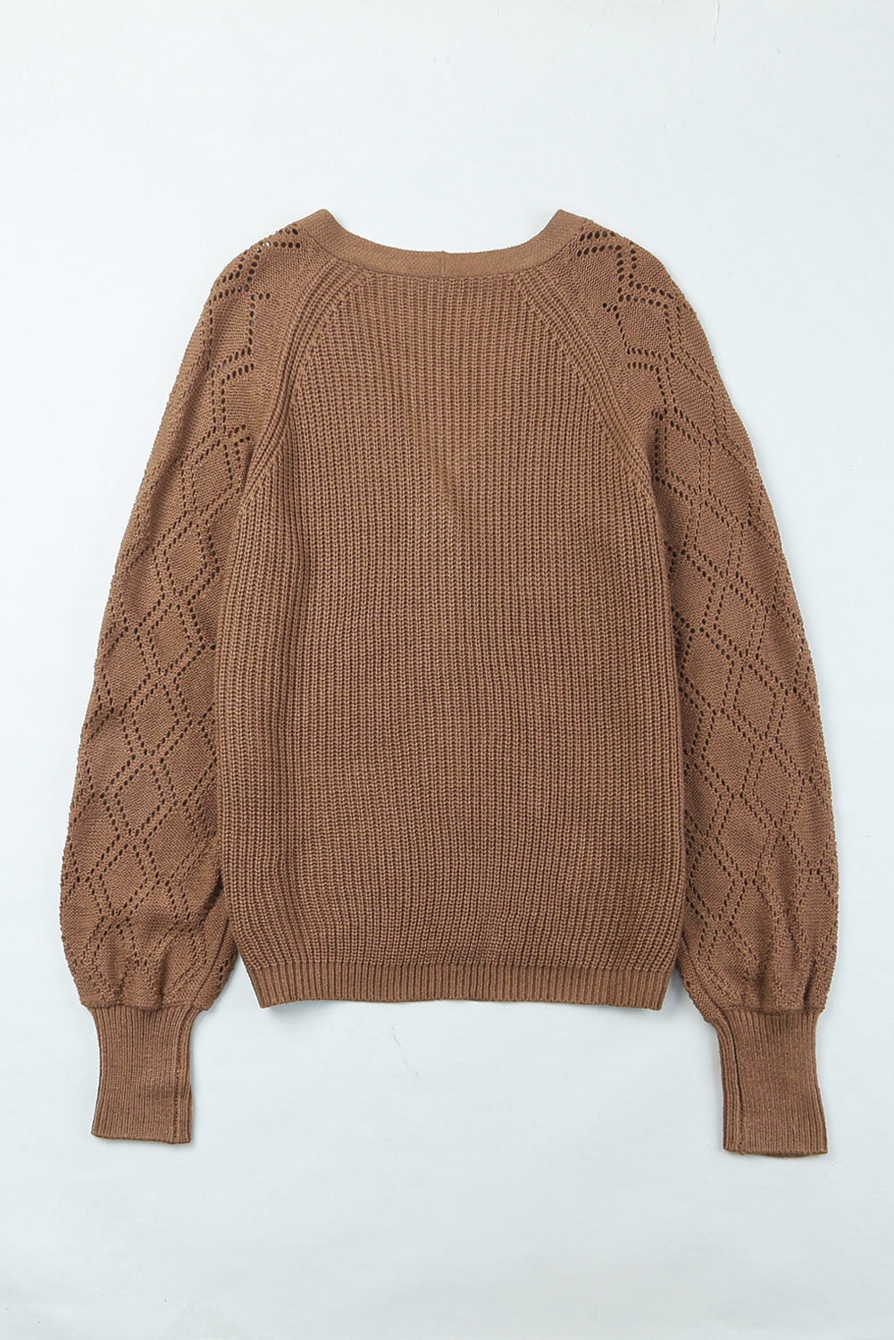 Openwork V-Neck Button Up Cardigan-Angel Casuals