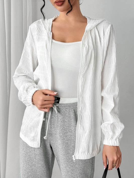 Texture Zip Up Hooded Jacket-Angel Casuals