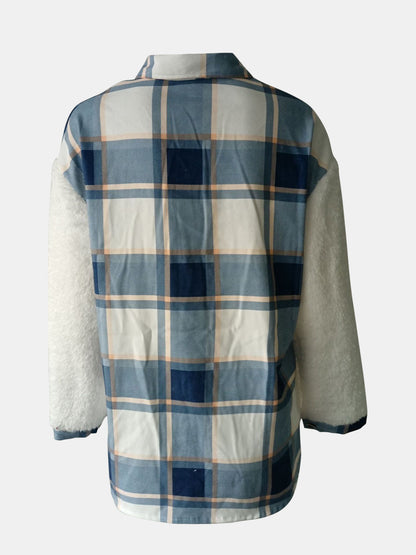 Fuzzy Button Up Long Sleeve Jacket-Angel Casuals