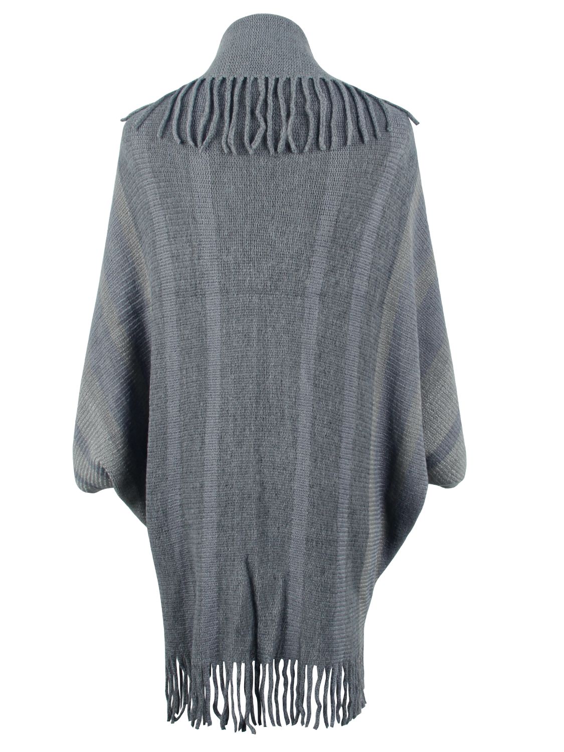 Fringe Detail Open Front Poncho-Angel Casuals