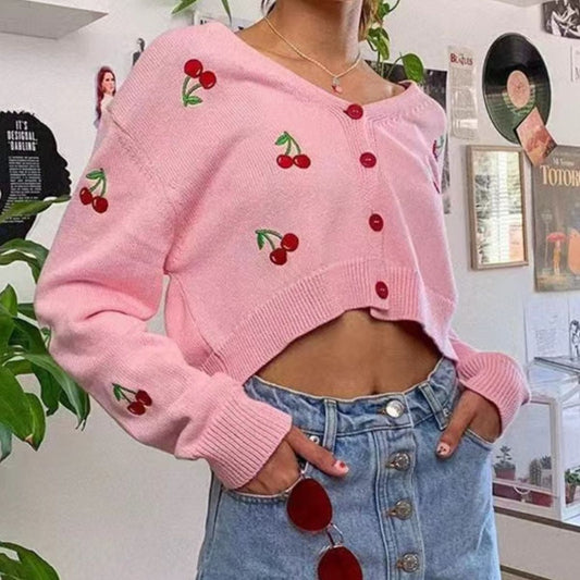 Cherry Button Down Cardigan-Angel Casuals