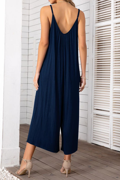 Spaghetti Strap Scoop Neck Jumpsuit-Angel Casuals