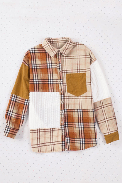 Plaid Button Up Long Sleeve Shacket-Angel Casuals