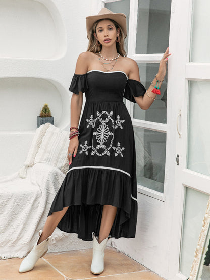 High-Low Off-Shoulder Dress-Angel Casuals