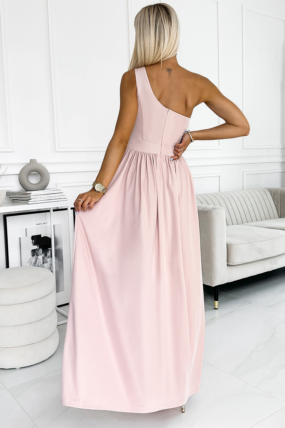 One-Shoulder Slit Maxi Dress-Angel Casuals