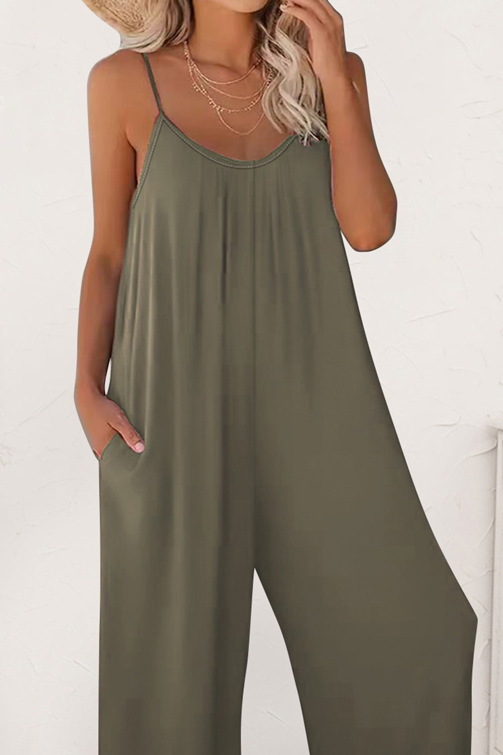 Scoop Neck Spaghetti Strap Jumpsuit-Angel Casuals