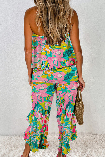 Ruffled Printed Tube Jumpsuit-Angel Casuals