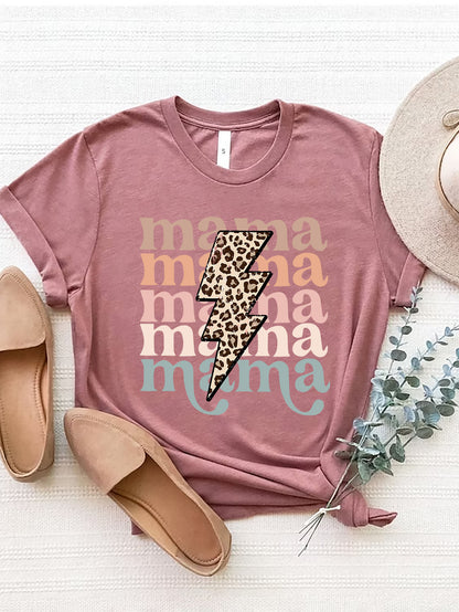 MAMA Round Neck Short Sleeve T-Shirt-Angel Casuals