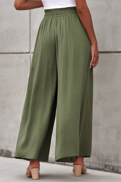 Drawstring Waist Wide Leg Pants-Angel Casuals