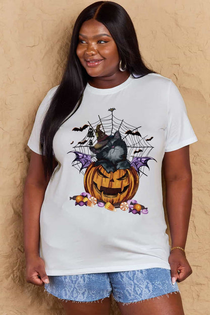 Simply Love Full Size Jack-O'-Lantern Graphic T-Shirt-Angel Casuals