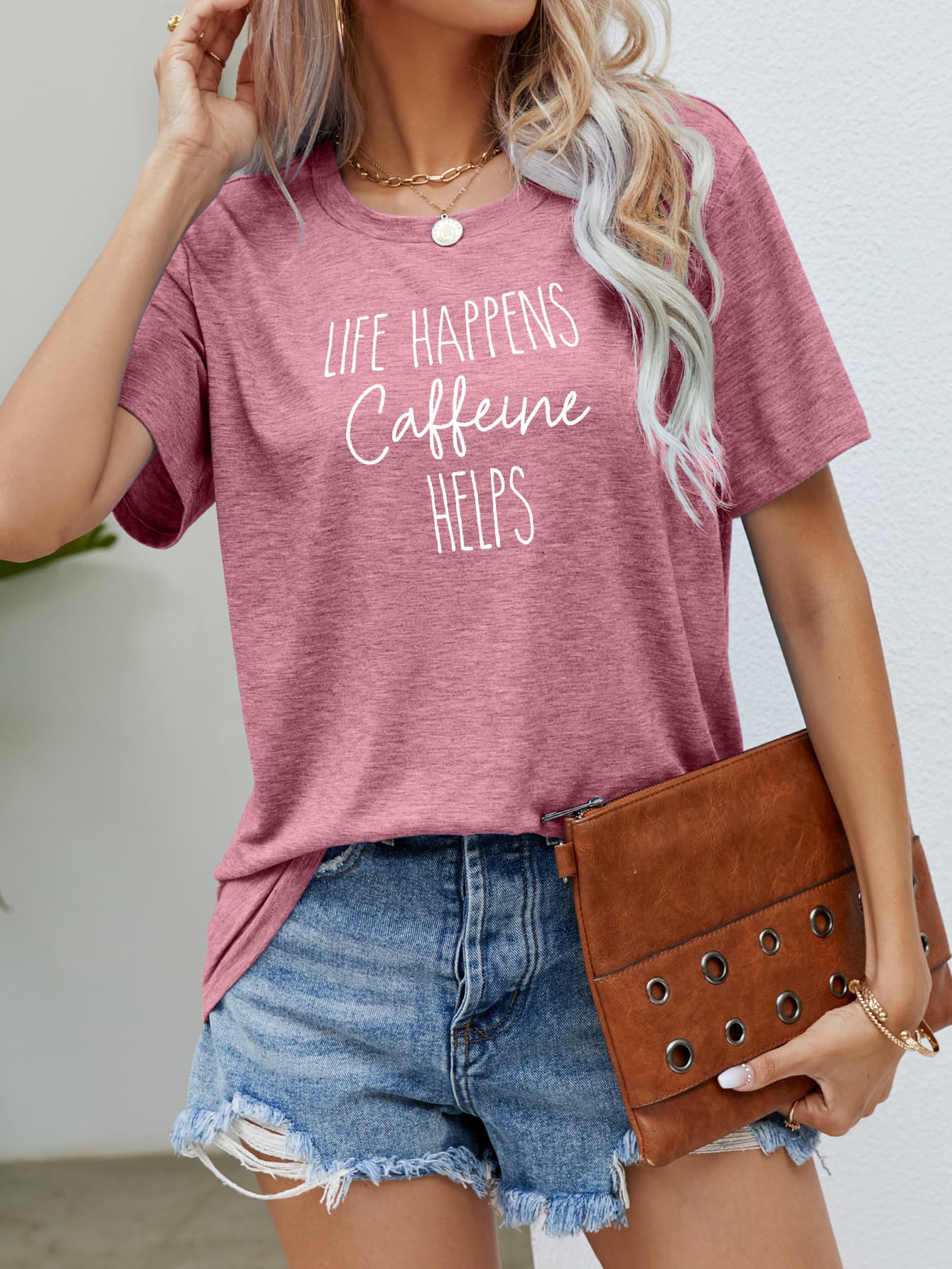 LIFE HAPPENS CAFFEINE HELPS Graphic Tee-Angel Casuals