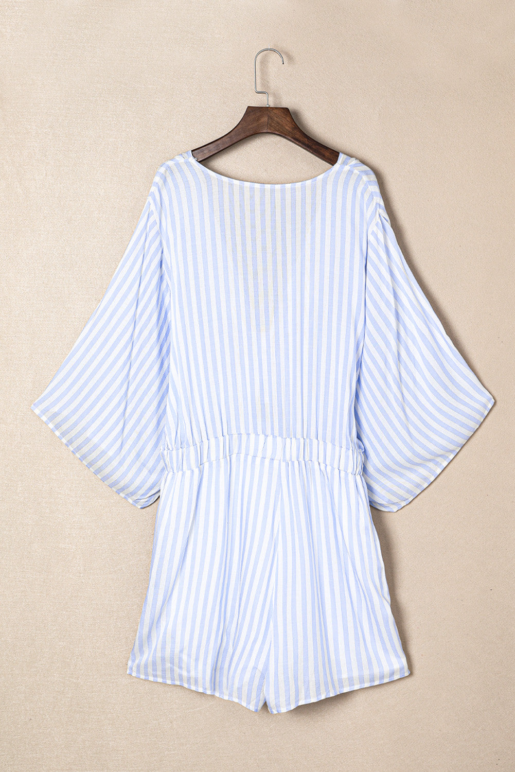 Bow Striped Kimono Sleeve Romper-Angel Casuals