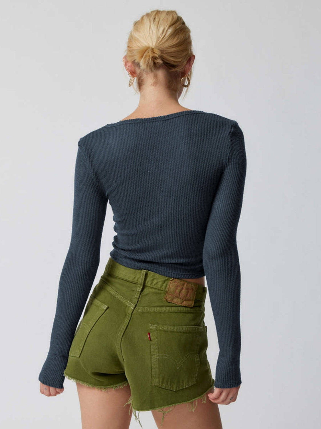 Notched Long Sleeve T-Shirt-Angel Casuals