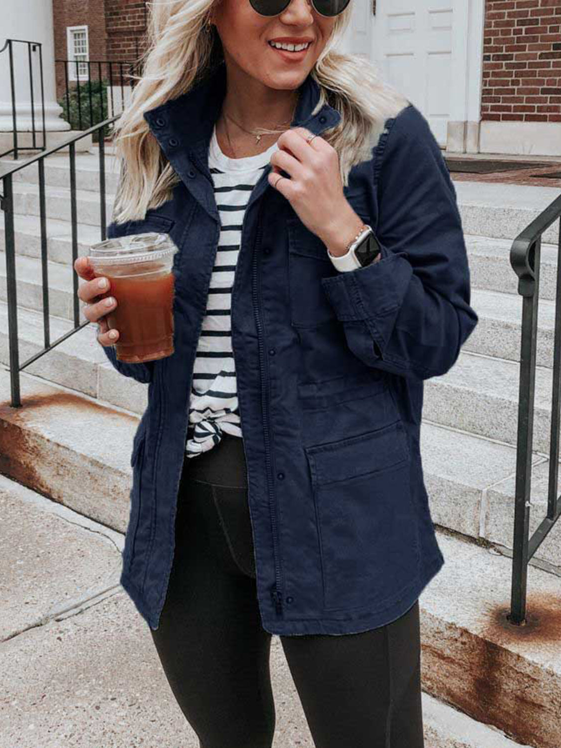 Pocketed Long Sleeve Zip Up Jacket-Angel Casuals
