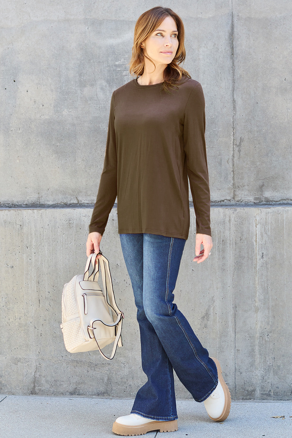 Basic Bae Full Size Round Neck Long Sleeve Top-Angel Casuals