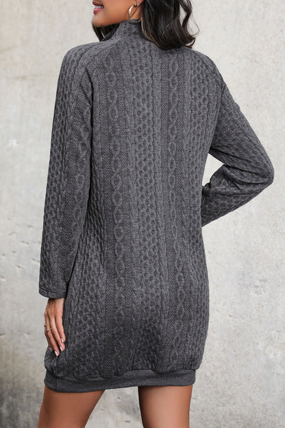 Cable-Knit Mock Neck Dress-Angel Casuals