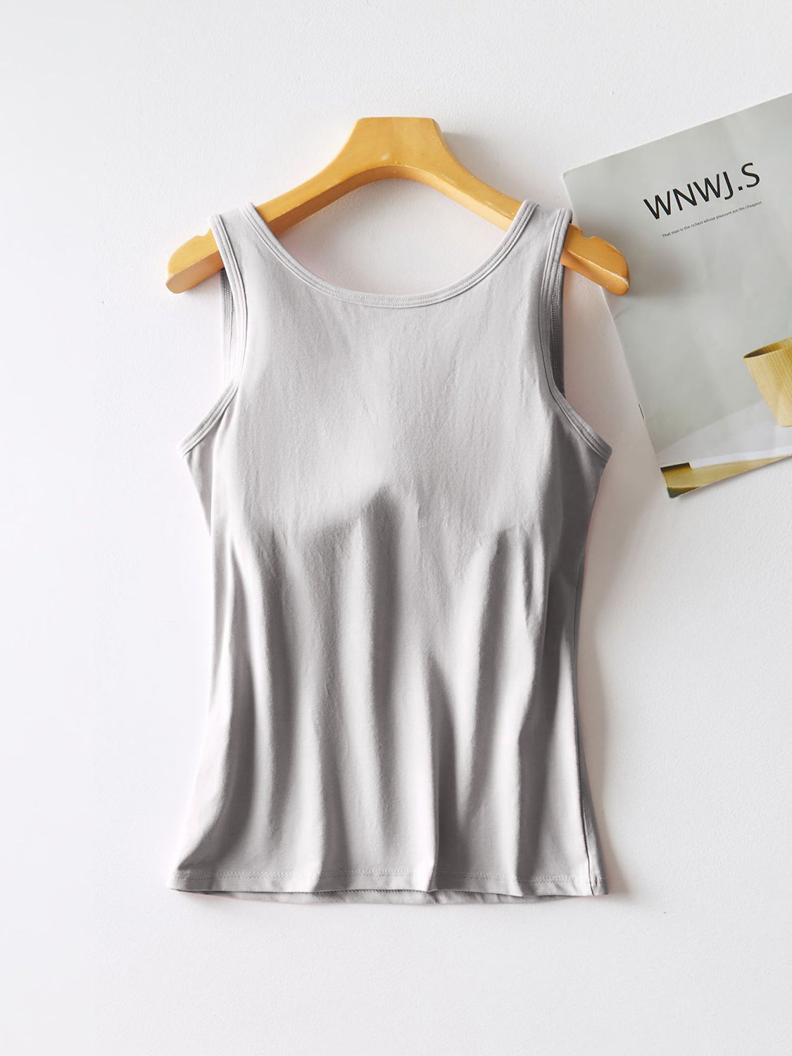 Round Neck Tank with Bra-Angel Casuals