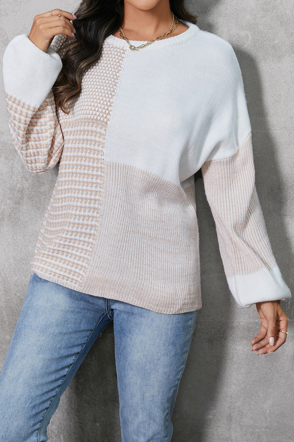 Color Block Tied Dropped Shoulder Sweater-Angel Casuals