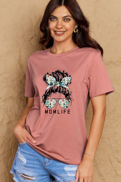 Simply Love Full Size MOM LIFE Graphic Cotton T-Shirt-Angel Casuals