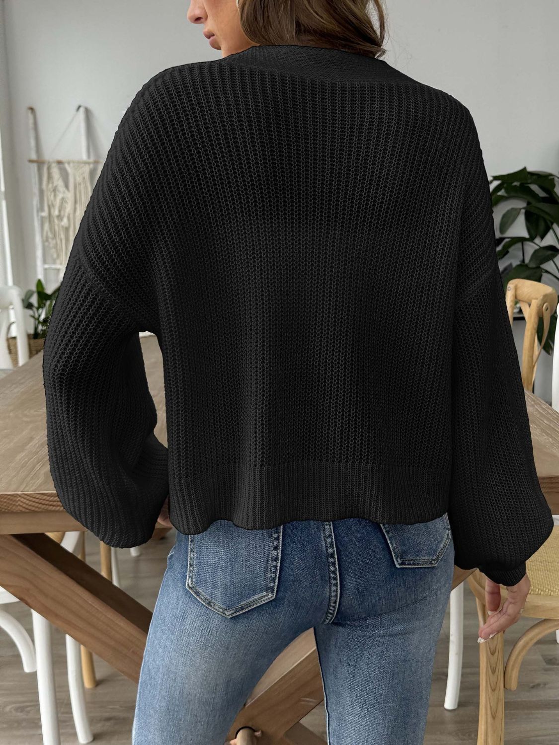 Heart Button Down V-Neck Long Sleeve Cardigan-Angel Casuals