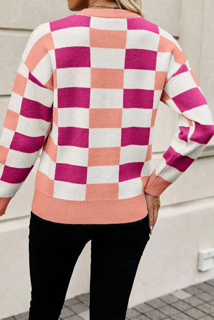 Color Block Round Neck Sweater-Angel Casuals