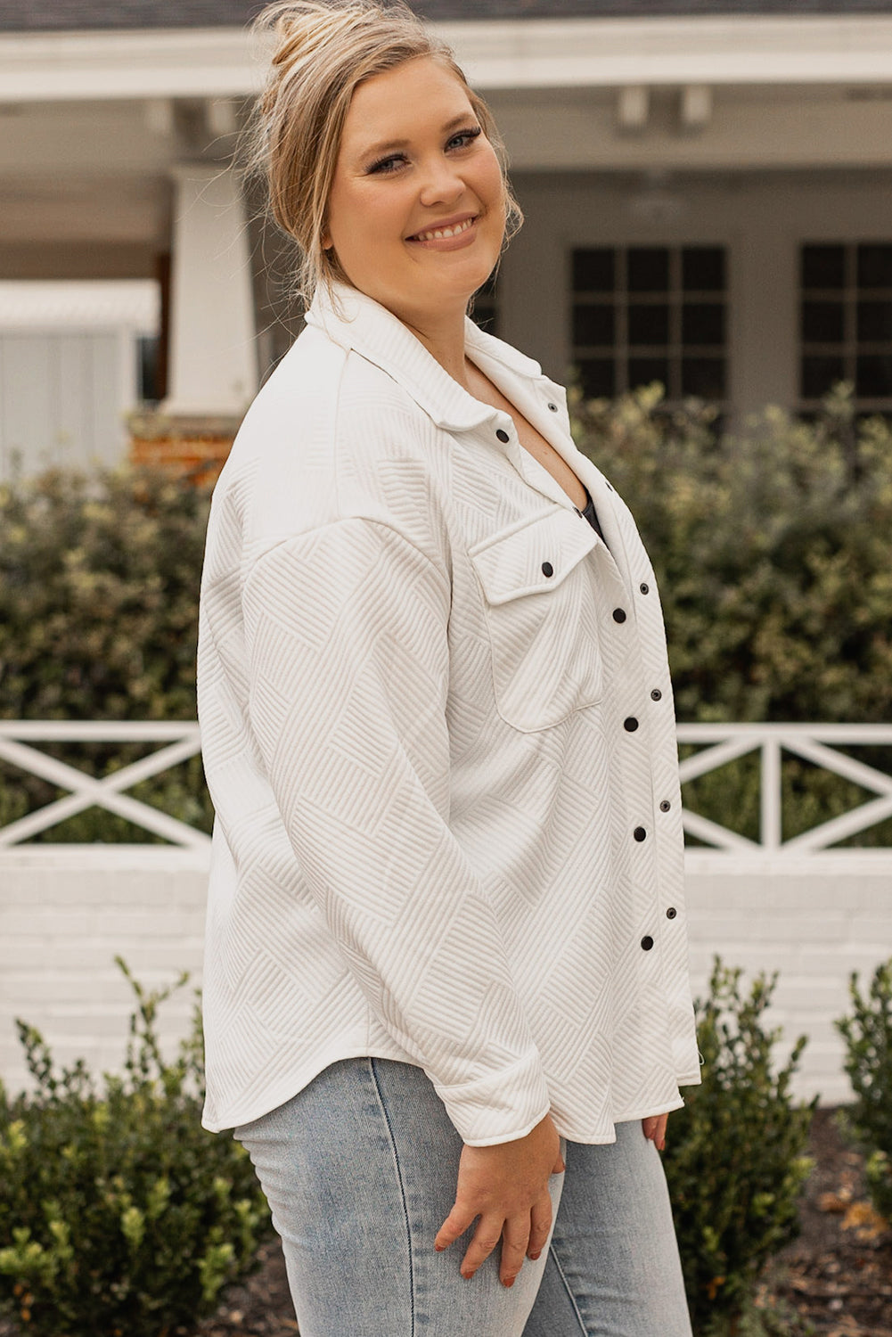 Plus Size Snap Down Dropped Shoulder Jacket-Angel Casuals