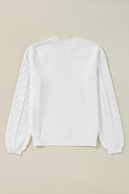 Daisy Notched Long Sleeve Sweater-Angel Casuals