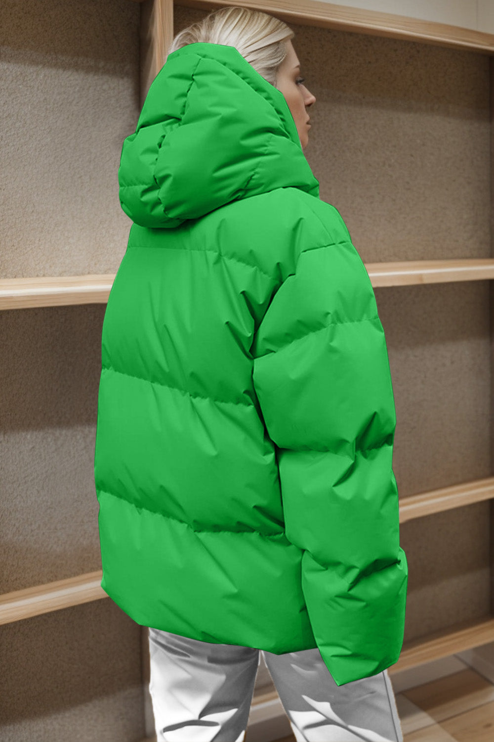 Pocketed Zip Up Hooded Puffer Jacket-Angel Casuals