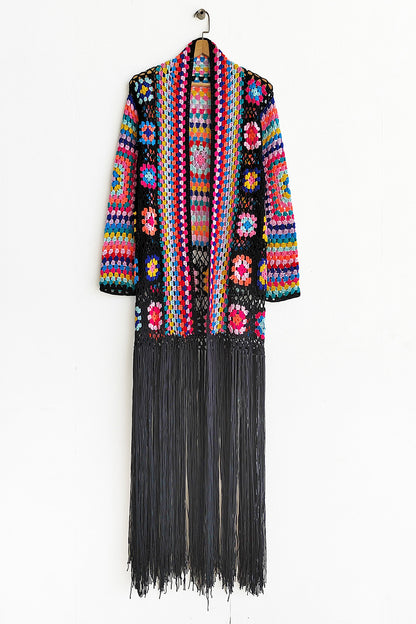 Fringe Tied Long Sleeve Cardigan-Angel Casuals