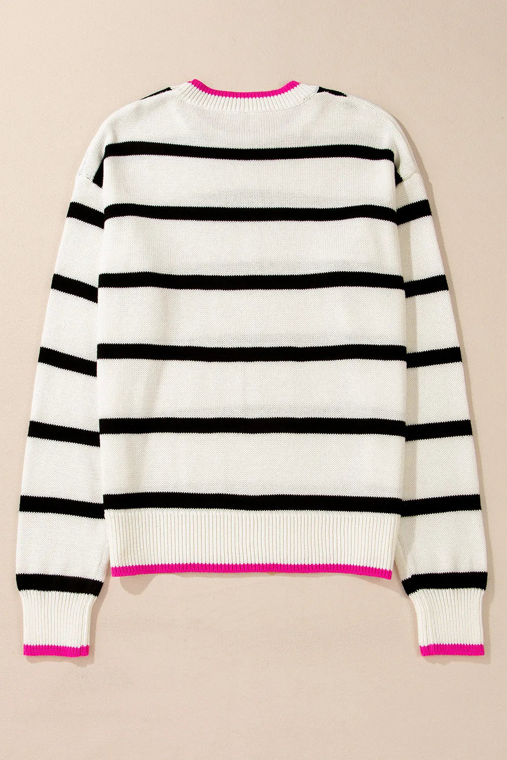 Striped Round Neck Long Sleeve Sweater-Angel Casuals