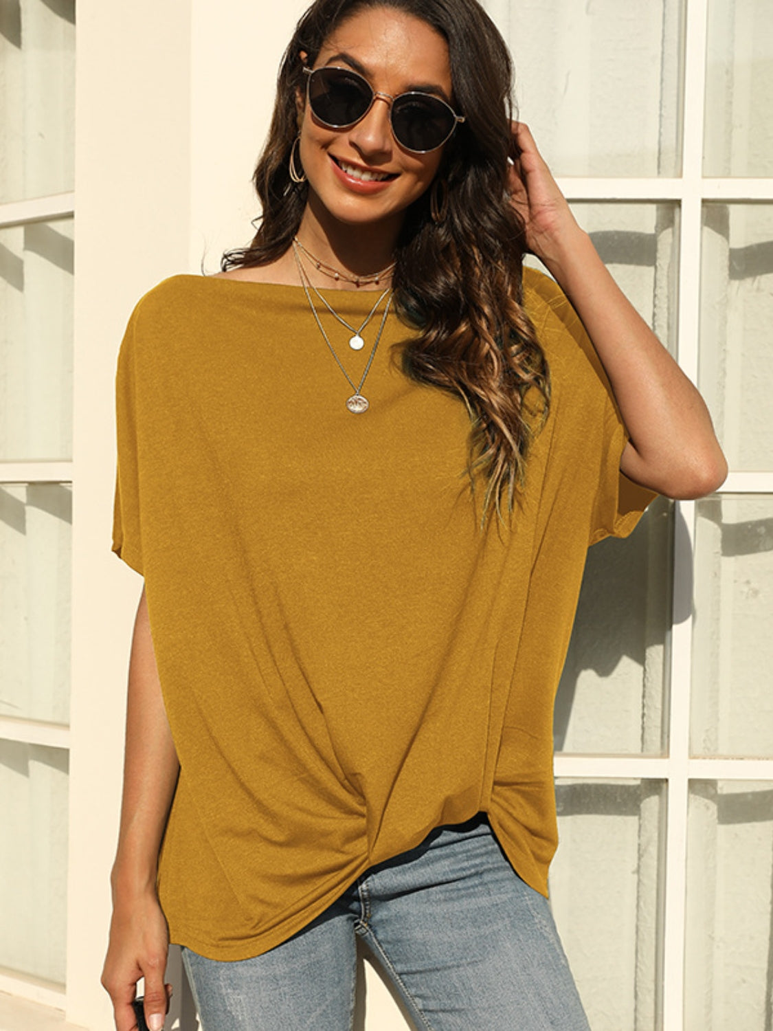 One Shoulder Short Sleeve T-Shirt-Angel Casuals