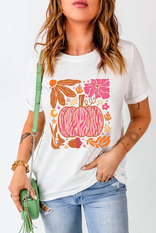 Graphic Round Neck Short Sleeve T-Shirt-Angel Casuals